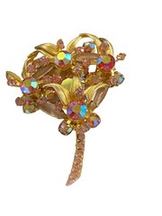 Vintage Juliana D&E Brooch Reference Book Piece 1964 60s MCM Pink Floral Spray