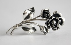 Antique brooch Rose silver 835 jeweler Theodor Klotz TEKA Niměčina Germany Mark