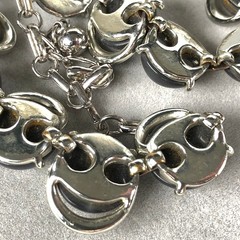 Vtg Lisner Necklace Gray Moonglow Lucite Thermoset Silver Tone MCM 17 in Choker