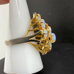 Vintage Cocktail Ring Gold Tone Polished Stone Size 8.5