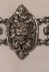 Vintage Gothic Gargoyle Lion Ornate Heavy Link Bracelet Victorian Revival