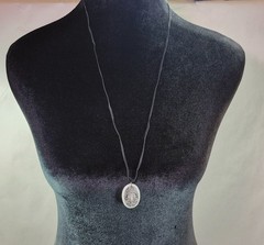 BRIGANTIA CELTIC GODDESS Porcelain Oval Pendant w/ Black Silk Cord Necklace NIB