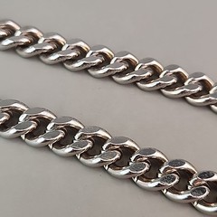 Vintage Coro Cuban Necklace Heavy Silver Tone Chunky SHORT 15″
