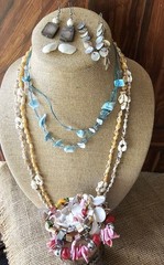10p Vtg/Mod Jewlery Shell Necklaces Stretch Bracelets Eearings Beach Summer