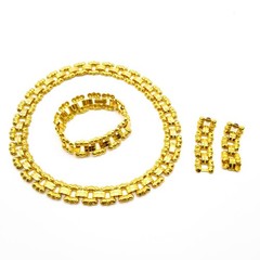 Quality Vintage Tank Track Jewelry Parure, Matching Book Chain Necklace Link