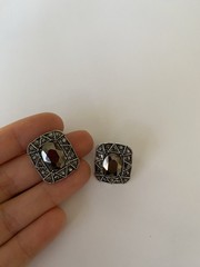 Vintage Estate Find Silver Gold Tone Rhinestone Pierced Post Earrings 1/2”