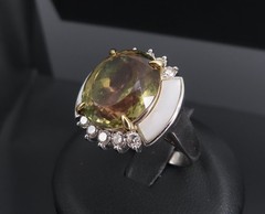 10.18ct Party Color Tourmaline & 0.50ct Diamond Platinum 18K Gold Ring Sz 8.5
