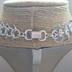 Vintage Germany Aluminum Chainmail Choker Necklace Mid‑Century minimalist 18.25″