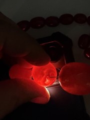 Wonderful Amber Cherry Bakelite Necklace 57 Grams (10 Beads Have No Marble)