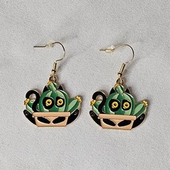 Enamel Black Cat Dangle Earrings NEW – Kitty In Your Cactus House Plant