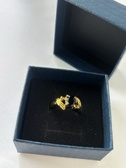 Vintage Black Cubic Zirconia Ring Gold Plated Womens Size 6.5
