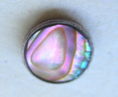 Sterling Stud Earrings Vintage Abalone Circular Southwest Style Iridescent .25″
