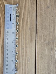 Vintage 1/20 12k Gold Filled & Green Stones Link Bracelet 6-3/4 Inches