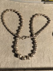 Vintage Sterling 925 Graduated Bead Ball Necklace! 24 in Long! 29.9 grams!