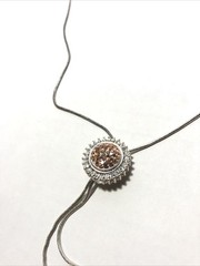 Woman’s Adjustable Slide Charm Bolo Lariat Necklace-Silver Tone W/ Brown Crystal