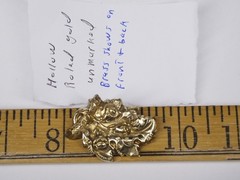 Antique brooch pin hollow rolled gold tube hinge C-clasp jewelry rose floral