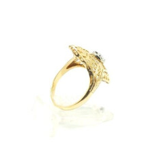 Art Deco 14K Two Tone Gold .05Ct Natural Diamond Ring Size 6