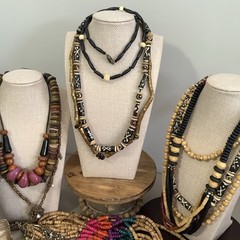 Large Ethnic Tribal Jewelry Lot Wood Seed Bead African Boho Necklaces Bracelets