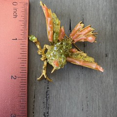 VINTAGE SWOBODA BIRD BROOCH And EARRINGS PERIDOT And CORAL