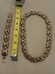 Vintage Mid Century Jewelry Set – Gold Tone X and O Choker Necklace & Bracelet