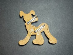 Vintage OOAK Hand Carved Wooden Pluto the Dog Cartoon Character Pin Lapel Brooch