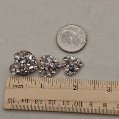 Triple Heart Dangle Earrings Gold Tone Clear Rhinestone Acrylic Statement 2.25″