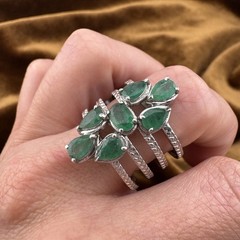 Vintage Sterling Silver 2.48 CTW Emerald Cluster Statement Ring Size 8.75 7.8g