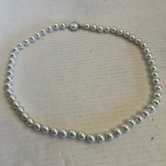 Vintage Japan Large Faux Pearl 10mm Beaded Strand 27″ Necklace Box Clasp Classic