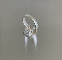 Vintage Mercury Mist Topaz Radiant Cut Solitaire Ring 925 Sterling Silver Size 8