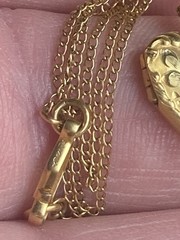 RARE Vintage Henry F Barrows HFB Etched 1/20 12k GF Heart Locket Necklace 13.5”