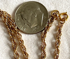 VINTAGE 1970’S BARONESS 14K GOLD 18″ 2.5MM ROPE CHAIN NECKLACE 5.72 GR-FREE SHIP