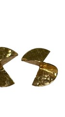 Vintage Twist Fan-Shaped Golden post earrings .5 inches