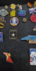 45 Pins Lot Vintage to Mod Jewelry Flags Cub State America