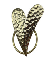J7I Vintage Hammered Gold Tone Heart Scarf Slide Clip