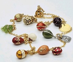 Joan Rivers Red Cross Heart Elephant Swan Basket Connect Necklace 14 Charms