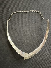 Vintage Sterling Silver 925 Layered 2 Piece Collar Necklace, 15.5in Long