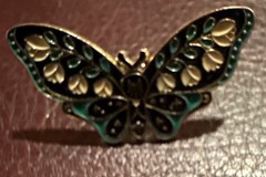 Lot Of 6 Vintage Metal With Enamel Butterfly Brooches In Various Colors