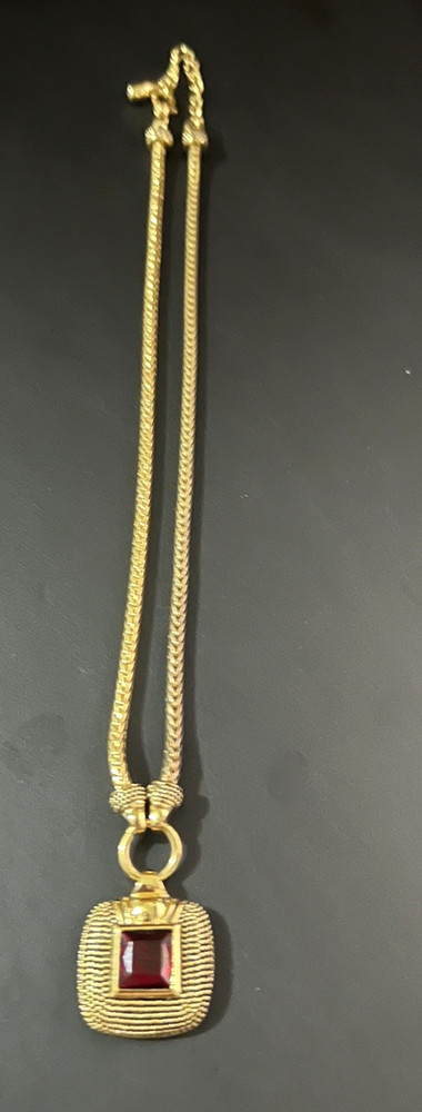 Vintage acrylic plastic stone chunky chain Necklace fashion 9 3/4″