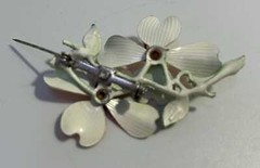 Vintage Orange Painted Flower Metal Earrings & Brooch/Pin Set