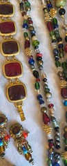 Huge Vintage Jewel Tone Wood Metal Enamel Earring Necklace Bracelet Jewelry Lot