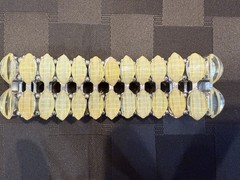 Vintage with an expandable Lucite bracelet in great condition. 1.5″ wide