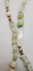 Vintage Estate Jadeite & Quartz TESTED Gemstone 28″ Necklace With Barrel Clasp
