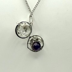 Vintage Silver Tone Cage Pendant Necklace 20 Inch Chain Y2K