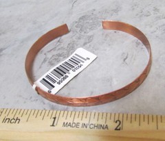 Copper bracelet cuff w/ hearts design, 2.5 inch wide as pictured