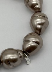 Vintage Roman Bracelet Extra-Large Faux Champagne Baroque Pearls Stretch, Signed