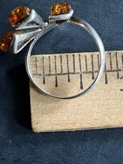 Vintage Ring 925 Amber MCM Size Unknown Sterling