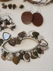 Vintage 70s Style Wood & Leather Jewelry Lot Bangles Earrings Necklace Hippie…