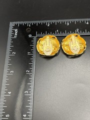 Vintage Les Bernard Brooch Earrings Set Chunky Basket Weave Gold Tone