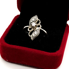 Vintage Elegant RING Silver 925 with Chic Bright Stone -size: 6.75US (17mm) #123