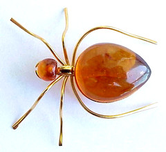 ✅BALTIC AMBER RUSSIA SOVIET INSECT SPIDER BROOCH 22k GOLD JEWELRY 老琥珀 PIN ORDER